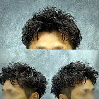 ショート パーマ メンズ 鉄尾 竜馬のヘアスタイル