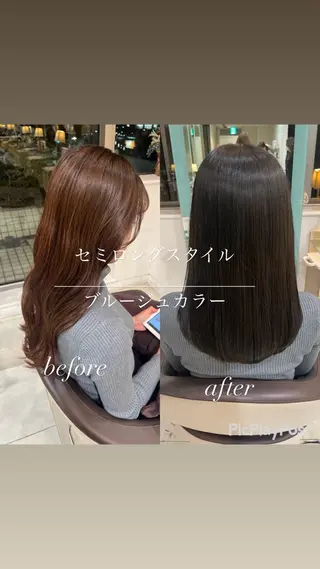 セミロング カラー 大人女性ぼかし メンズ強化🦙平作のヘアスタイル