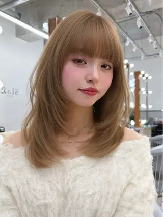 ミディアム カラー 【透明感ヘア】 吉村　清志のヘアスタイル