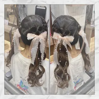 セミロング ヘアアレンジ ヘアセット/着付け 𓇼 松本 夏美𓇼のヘアスタイル