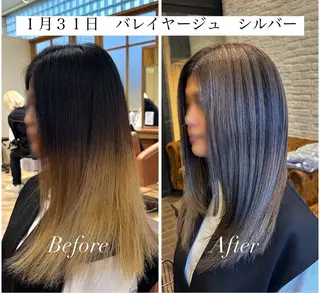 セミロング カラー 🫧RYOグレージュ /透け感カラー🫧のヘアスタイル
