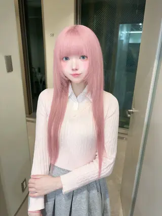 ロング カラー ハイトーン/ピンク カラー/めい🎀のヘアスタイル