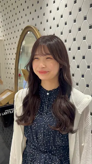 ロング カラー コテ巻き風パーマ 銀座RINOSEのヘアスタイル