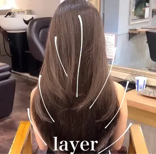 セミロング カラー SALOWIN 新宿三丁目EAST所属・韓国レイヤー🇰🇷 layercut✂️のヘアスタイル