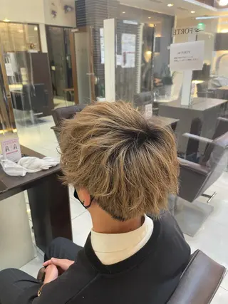 ショート 静岡/草薙パーマ メンズバレイヤージュのヘアスタイル