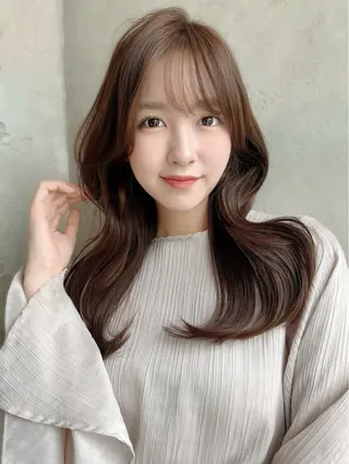 ロング カラー パーマ 新宿✨顔周りカット 韓国ヘア/坂本亜裟海のヘアスタイル