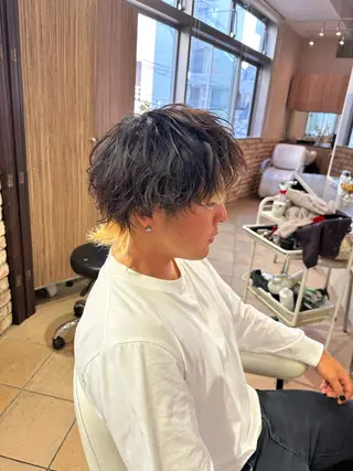 ショート カラー パーマ メンズ EMANON池袋3rd所属・ブリーチなしカラー｜ なおき｜池袋美容師のヘアスタイル