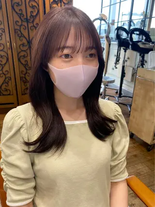セミロング カラー 顔周り/くびれヘア 韓国ヘア💕風間るなのヘアスタイル