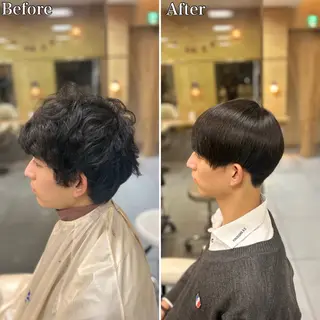 ミディアム パーマ メンズ 🔮メンズ縮毛矯正 毛流れパーマ💎竹永のヘアスタイル