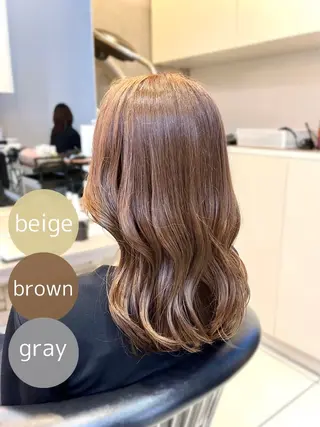 ミディアム 透明感カラー/ くびれヘア/館岡俊平のヘアスタイル