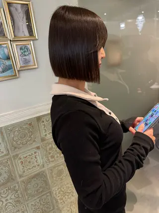 ショート ボブ/顔周りカット /縮毛矯正/鈴木隆太のヘアスタイル