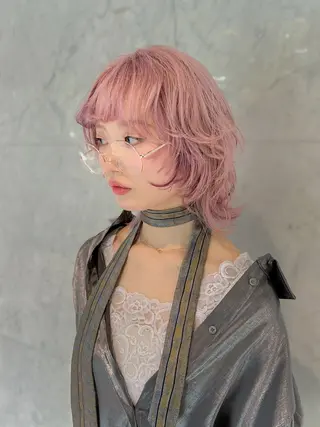 カラー レイヤー×ブリーチ/ パーマ/ﾘｭｳﾄのヘアスタイル