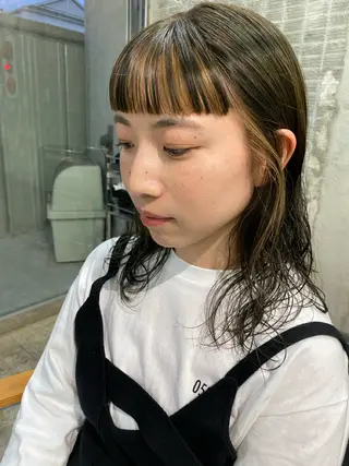 セミロング カラー パーマ 藤野 けいごのヘアスタイル