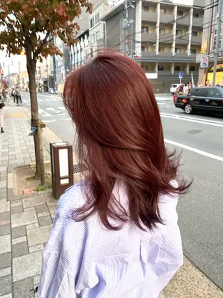 セミロング カラー 京都レイヤーカット うえひのヘアスタイル