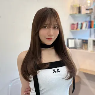 ロング カラー パーマ ヘアアレンジ メンズ キッズ 新宿/小顔レイヤー/ 顔まわり/西慶太朗のヘアスタイル