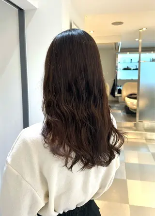 ロング カラー パーマ デジタルパーマ/ コテ巻き風パーマのヘアスタイル