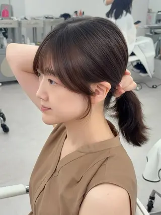 ミディアム カラー 韓国ヘア/レイヤー/ 顔まわり足立遥奈のヘアスタイル