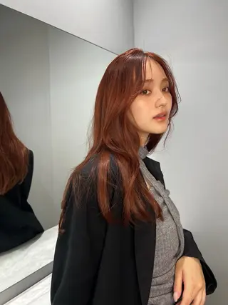 ロング カラー 柔らかブラウン/顔周 りレイヤー♡ユウシのヘアスタイル