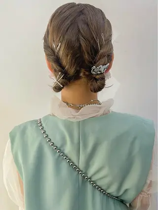 ミディアム ヘアアレンジ ボブ ブリーチ/miinaのヘアスタイル