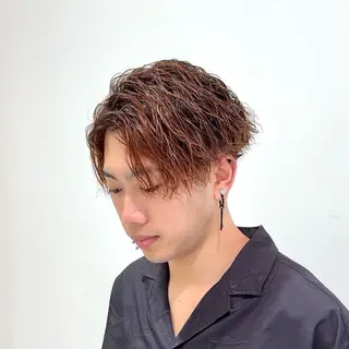 ショート カラー パーマ メンズ GRAZIE due所属・シャドウパーマ ・波巻き/篠谷祐輝のヘアスタイル