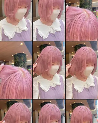 ミディアム カラー ブリーチなしカラー ダブルカラーエクステのヘアスタイル