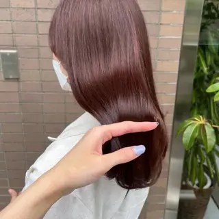 セミロング カラー ハイトーン💗ピンク 🛼ベージュ🍀のヘアスタイル