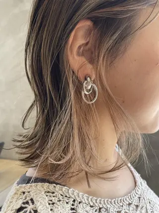 セミロング カラー ブリーチなし透明感 カラー✨山仲絢圭のヘアスタイル