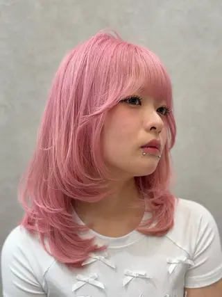 ミディアム カラー ダブルカラー 韓国レイヤーKYONのヘアスタイル