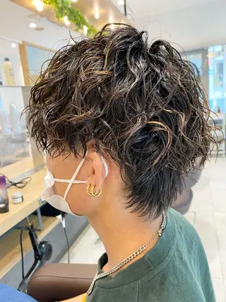 ミディアム パーマ メンズ 💈メンズ特化 美容師サキ💈のヘアスタイル