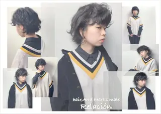 ショート カラー パーマ ヘアアレンジ キッズ ネイル Relación / レラシオン所属・岩崎 克秀のヘアスタイル