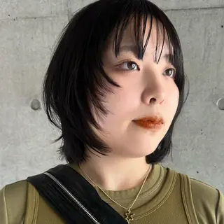 ミディアム カラー ボブ/レイヤー/ニュ アンスパーマ/小夏のヘアスタイル