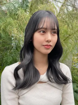 セミロング カラー 顔周りカット× 髪質改善【リョウ】のヘアスタイル