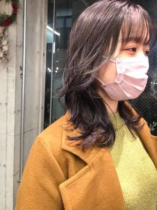 セミロング カラー ヘアアレンジ rii-🩰 トレンド韓国ヘアのヘアスタイル