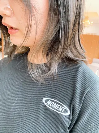 ミディアム カラー ヘアアレンジ 脱白髪染め美容師 竹内涼乃のヘアスタイル