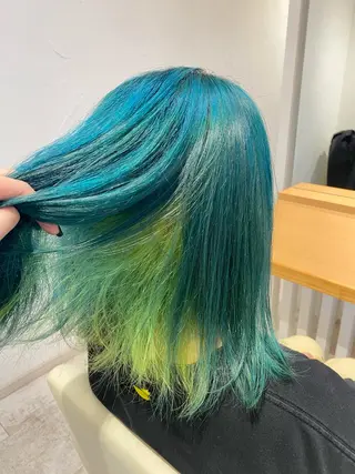 ミディアム カラー ブリーチなしWカラー /酸性ストレート河本のヘアスタイル