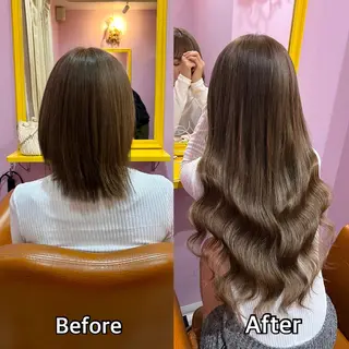 ロング シール+ちび編み込み エクステ梅田🐨のヘアスタイル