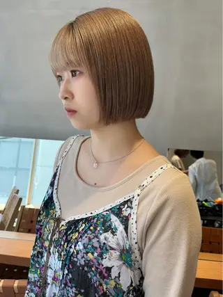 ミディアム ボブ&透明感カラー ♡TOMOEのヘアスタイル