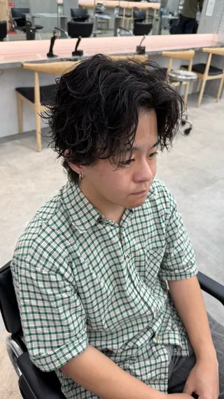 ショート カラー パーマ メンズ キッズ 栄💗レイヤーカット ｜韓国風｜haruのヘアスタイル