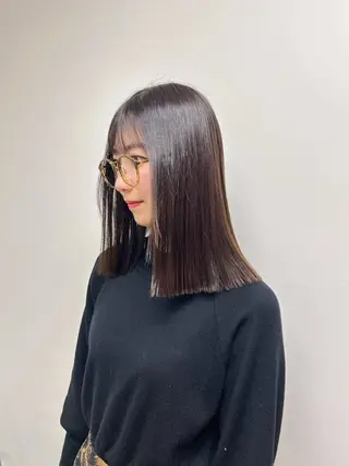 セミロング 伶風/ボブ/ ヘーゼルベージュのヘアスタイル