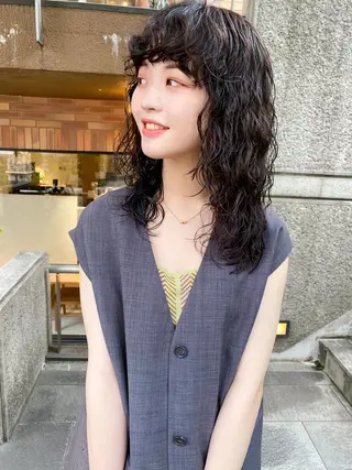 セミロング パーマ レイヤー/パーマ /ウルフ/nabeのヘアスタイル