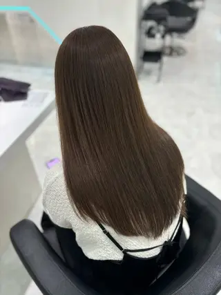 ロング カラー ブリーチなし透明感 ×縮毛矯正🤍ユウのヘアスタイル