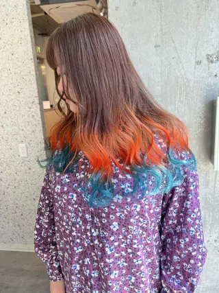ロング カラー ヘアアレンジ lani ブリーチ /ダブルカラーのヘアスタイル
