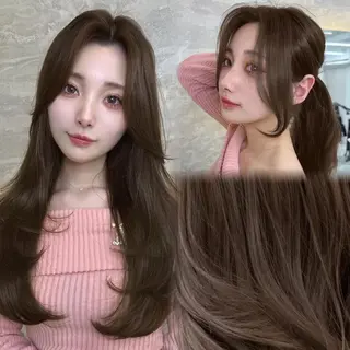 ロング ❣️縮毛矯正/ボブ /韓国/社のヘアスタイル