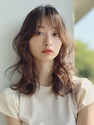 ミディアム 顔周りの似合わせ特化 井手麻梨栄のヘアスタイル