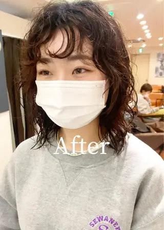 ミディアム パーマ 古沢 新のヘアスタイル