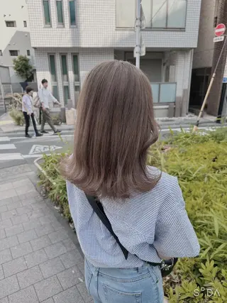 セミロング カラー ヘアアレンジ EMANON池袋3rd所属・ブリーチなしカラー｜ なおき｜池袋美容師のヘアスタイル