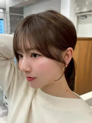 セミロング カラー ✨顔まわりカット ✨渋谷人気No.1✨のヘアスタイル