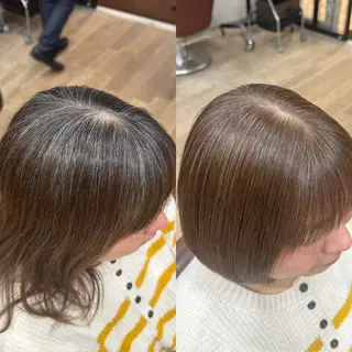 ショート 白髪ぼかしモデル募集 今村理央奈のヘアスタイル