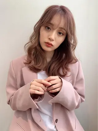 ミディアム カラー 透明感/オリーブ/ グレージュ/YUKAのヘアスタイル