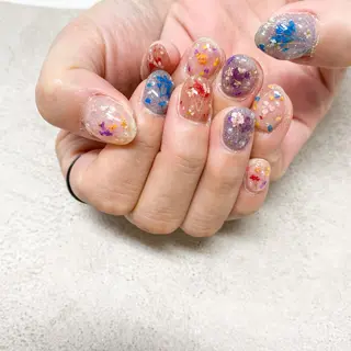 ネイル ゴテゴテ💙ワンホン リオナのネイルデザイン